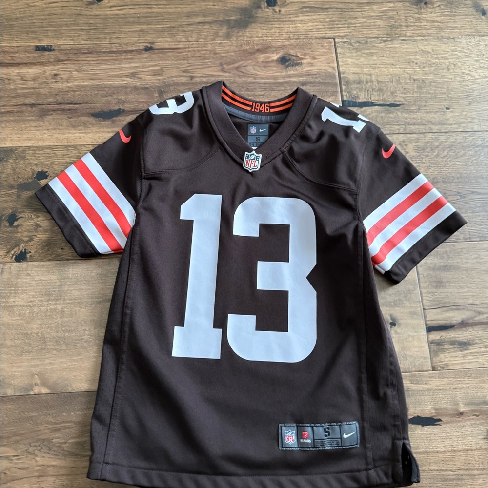 Nike Kids Brown and White Jersey, Beckham Jr, size S (8). Gently used.